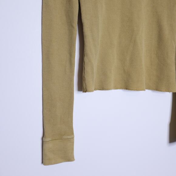 DAILY PRACTICE Easy Waffle Knit Tee Mustard Long Sleeve Casual Women's XS - Picture 5 of 11